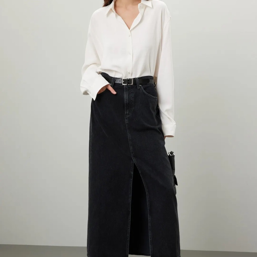 Agolde | Women's Black Leif Denim Maxi Skirt